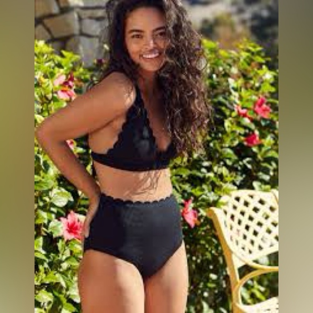 Aerie Vibrant Orange Scalloped Bikini Bottoms